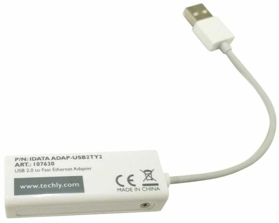 Ryšio Adapteris - Techly USB 2.0 Į Fast Ethernet 10/100 Mbps Baltas