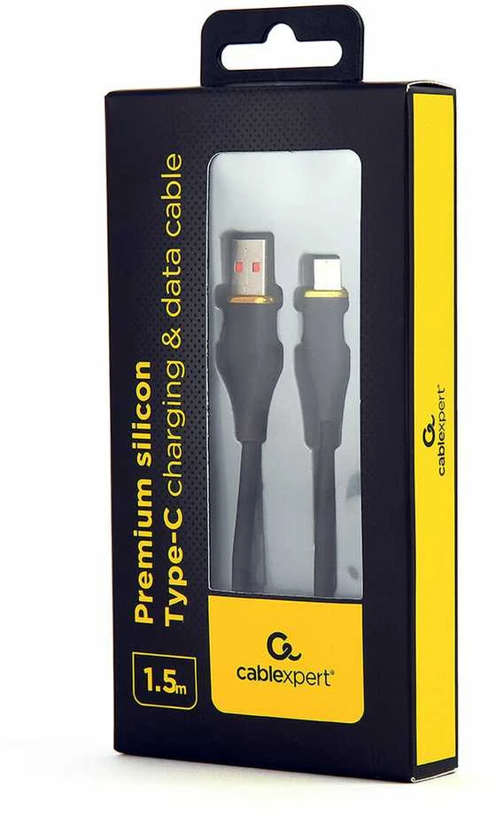 Gembird Cablexpert | Aukščiausios kokybės silicio C tipo USB įkrovimo ir duomenų kabelis, 1,5 m | CC-USB2S-AMCM-1.5M-BK