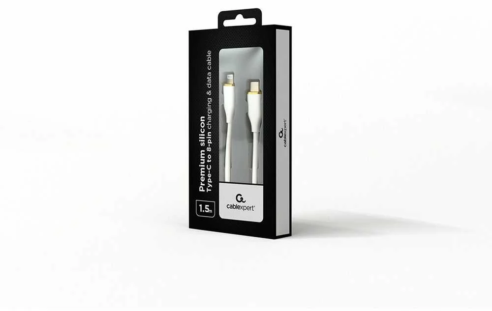 KABELIO ŽAIBAS Į USB-C 1.5M/CC-USB2S-CM8PM-1.5M-W GEMBIRD