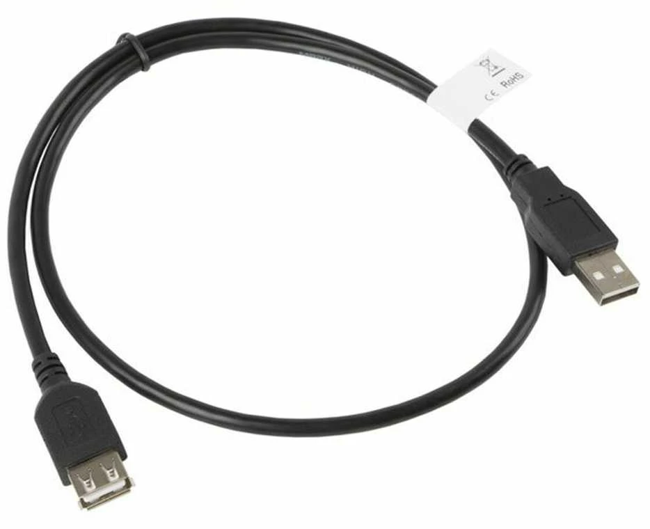 LANBERG CA-USBE-10CC-0007-BK extension cable USB 2.0 AM-AF 70cm juodas