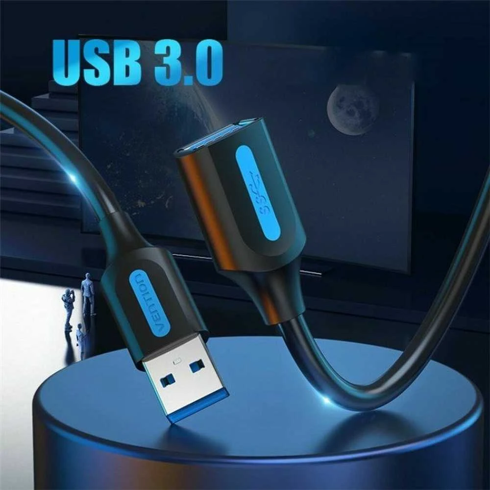 Vention USB 3.0 kištukinis ilginamasis kabelis Vėdinimo CBHBI 3m juodas PVC