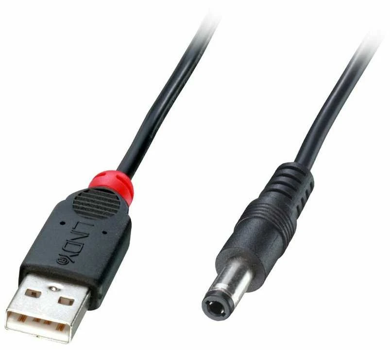 USB Kabelis - LINDY USB 2.0 Type A į 5.5mm DC Laidas, 1.5 m, Juodas
