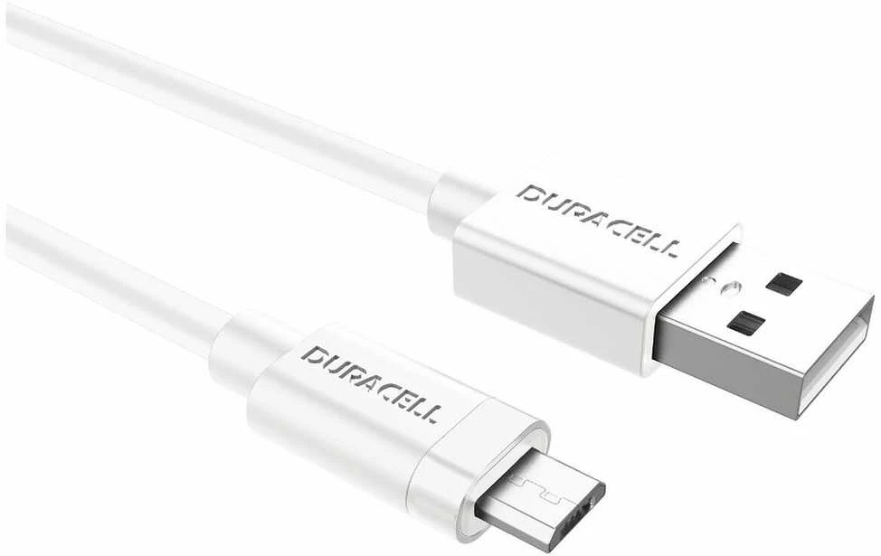 „Duracell“ sinchronizavimo / įkrovimo laidas, 1 metro ilgio, Baltas, 1 m, USB A, Micro-USB A, 2.0, Baltas