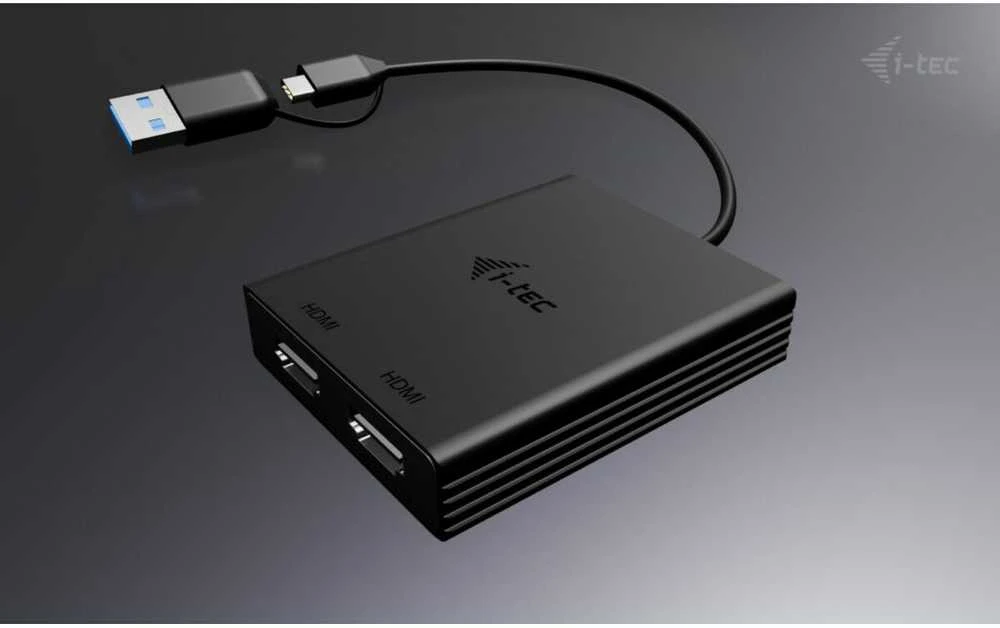 I-tec USB-A/USB-C dvigubas 4K/60 Hz DisplayPort vaizdo adapteris