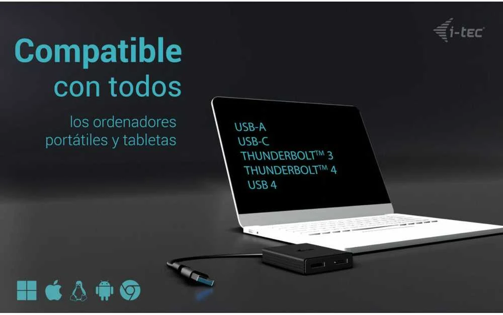 I-tec USB-A/USB-C dvigubas 4K/60 Hz DisplayPort vaizdo adapteris