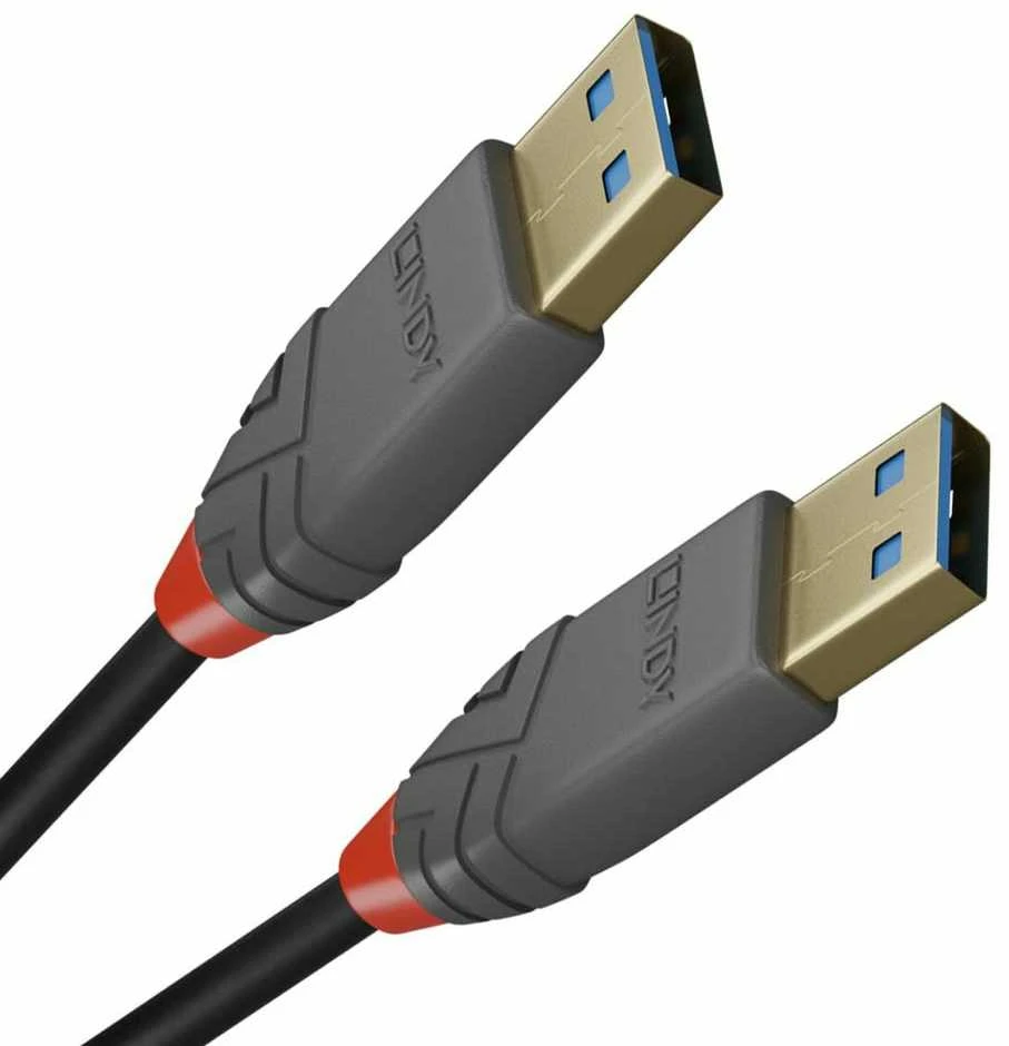 USB Kabelis - LINDY Anthra Line USB 3.2 Type A Laidas M/M, 5Gbps, 3 m, Juodas
