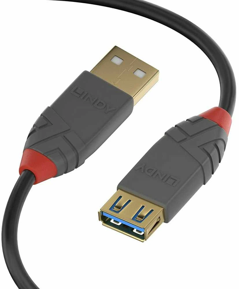 USB Prailginimo Laidas - LINDY Anthra Line USB 3.2 M/F Laidas, 5Gbps, 3 m, Juodas