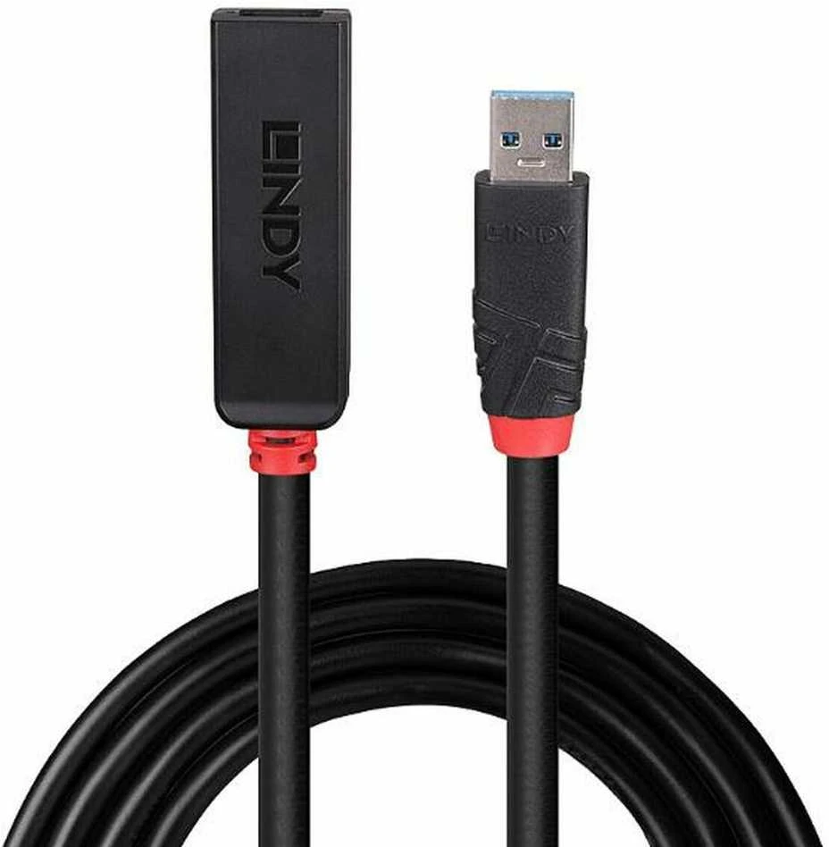 USB Prailginimo Laidas - LINDY USB 3.0 Aktyvus Prailginimo Laidas, M/F, 5 Gbps, 10 m, Juodas