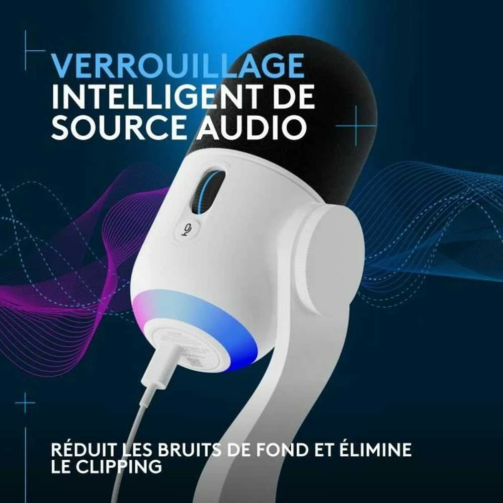 LOGITECH Yeti GX dinaminis RGB žaidimų mikrofonas su LIGHTSYNC OFF Baltas