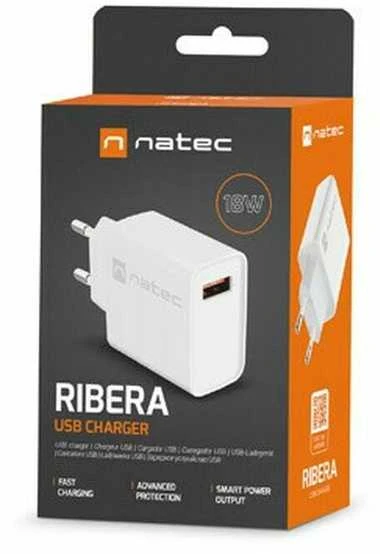 NATEC USB įkroviklis Ribera USB-A 18W baltas