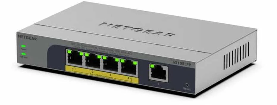 Šakotuvas Netgear 5-PORT POE+ 1G PLUS SWITCH - POE BUDGET 120 W FANLESS
