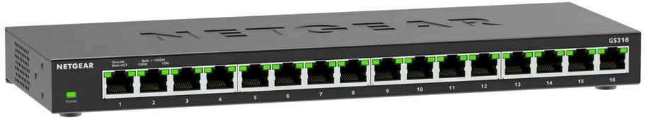 Šakotuvas Komutatorius - Tinklo Komutatorius Netgear GS316 16-Port Gigabit Ethernet 4.1MB Buferis