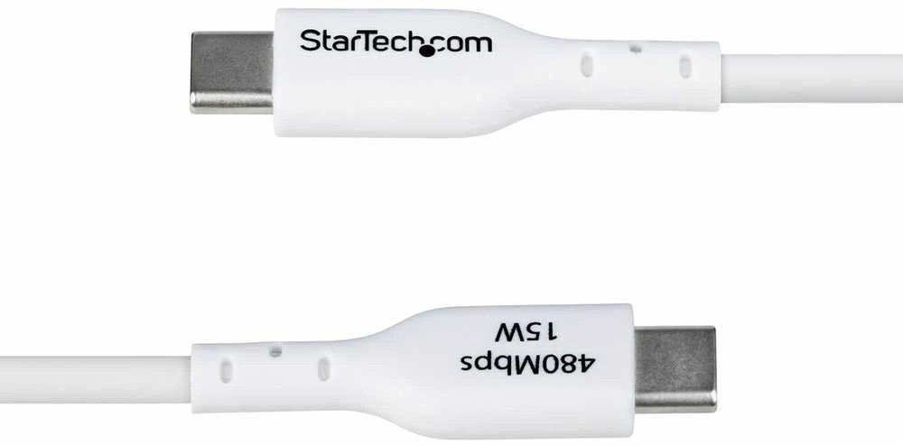 „StarTech“ USB-A į USB-C kabelis, 2 m, Baltas/Įkroviklio laidas, USB 2.0, duomenų perdavimas