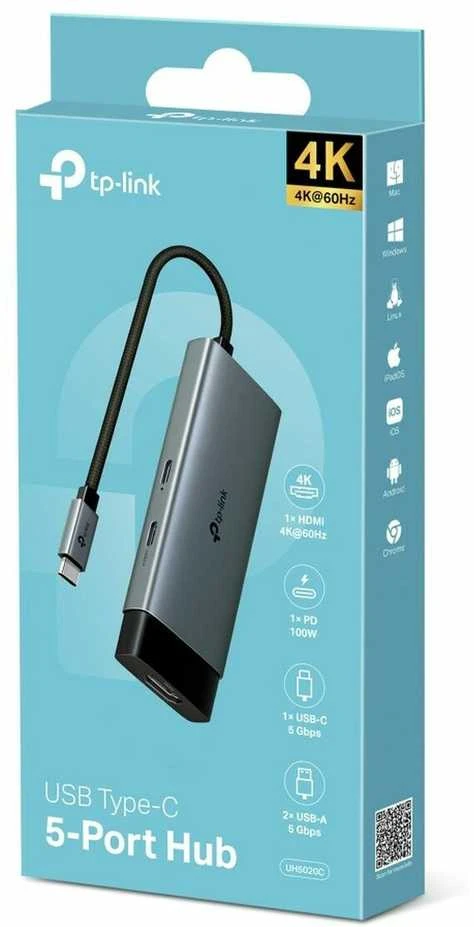 TP-Link 5 jungčių USB-C adapteris pakuotėje