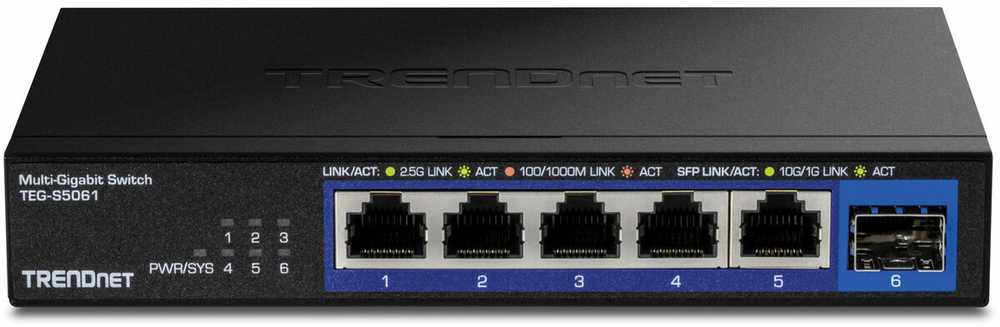 Šakotuvas Trendnet 6-PORT 2.5G UNMANAGED SWITCH - W. 10 G SFP+ PORT