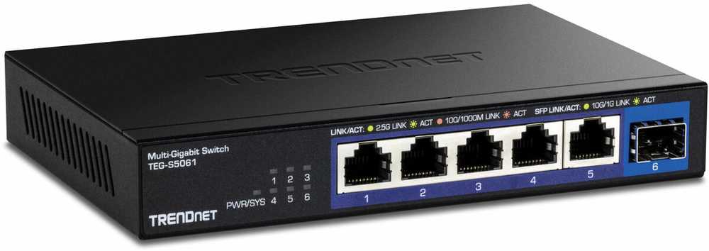 Šakotuvas Trendnet 6-PORT 2.5G UNMANAGED SWITCH - W. 10 G SFP+ PORT