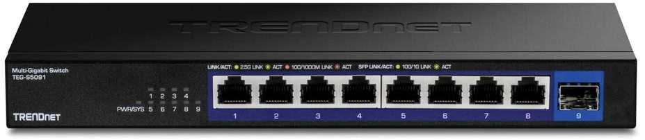 Šakotuvas Trendnet 9-PORT 2.5G UNMANAGED SWITCH - W. 10 G SFP+ PORT
