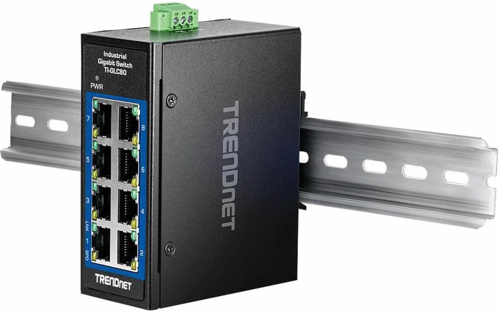 Šakotuvas Trendnet 8-PORT INDUSTRIAL GIGABIT - DIN-RAIL MINI SWITCH