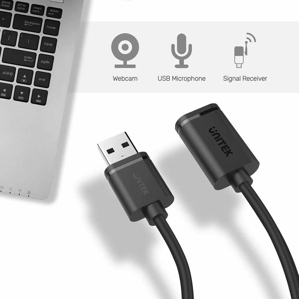 UNITEK Y-C450GBK Unitek USB plėtinio keitiklis USB2.0 AM-AF, 2,0m Y-C450GBK