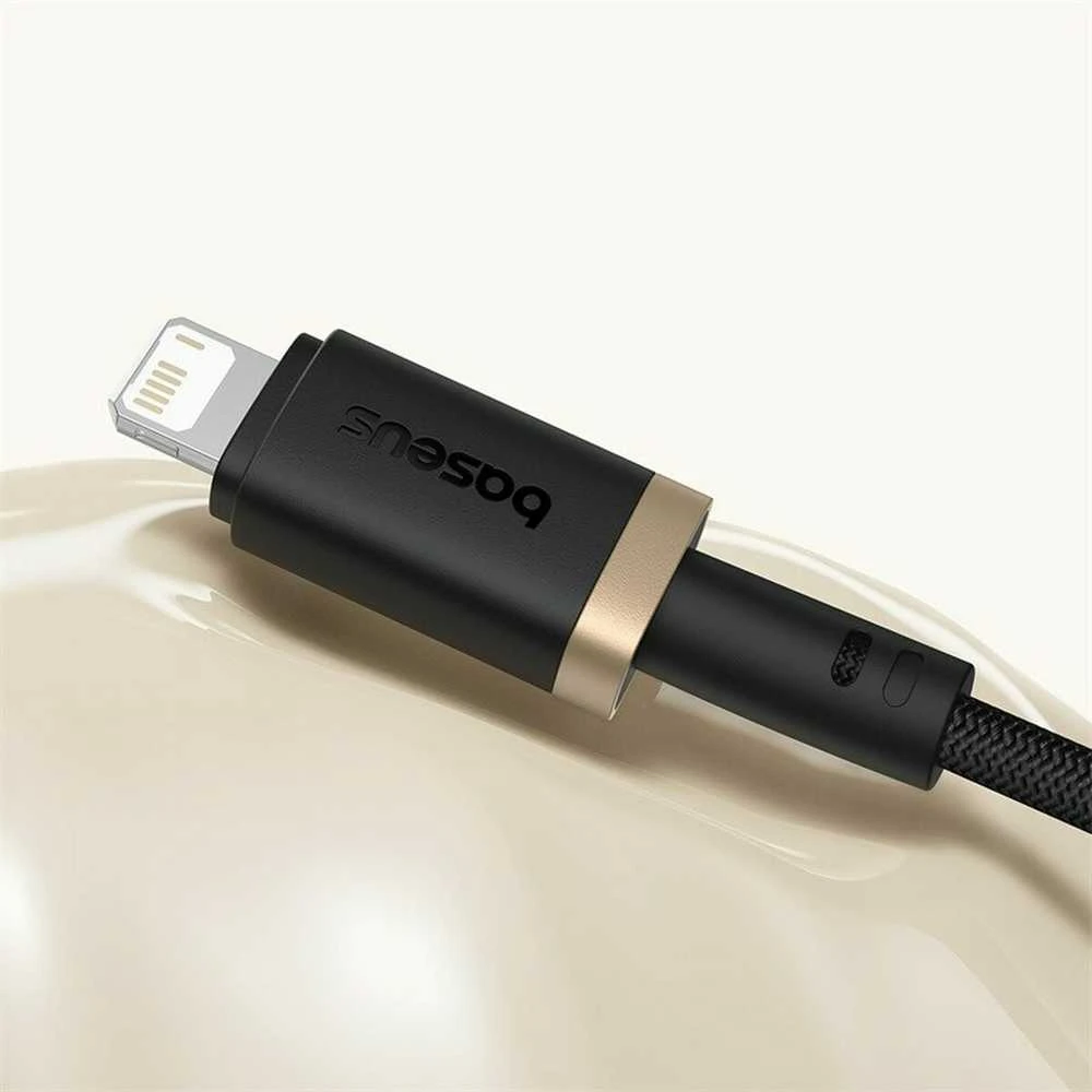 Baseus Dura Type A iki IP 2.4A greito įkrovimo laidas Juodas, Gold