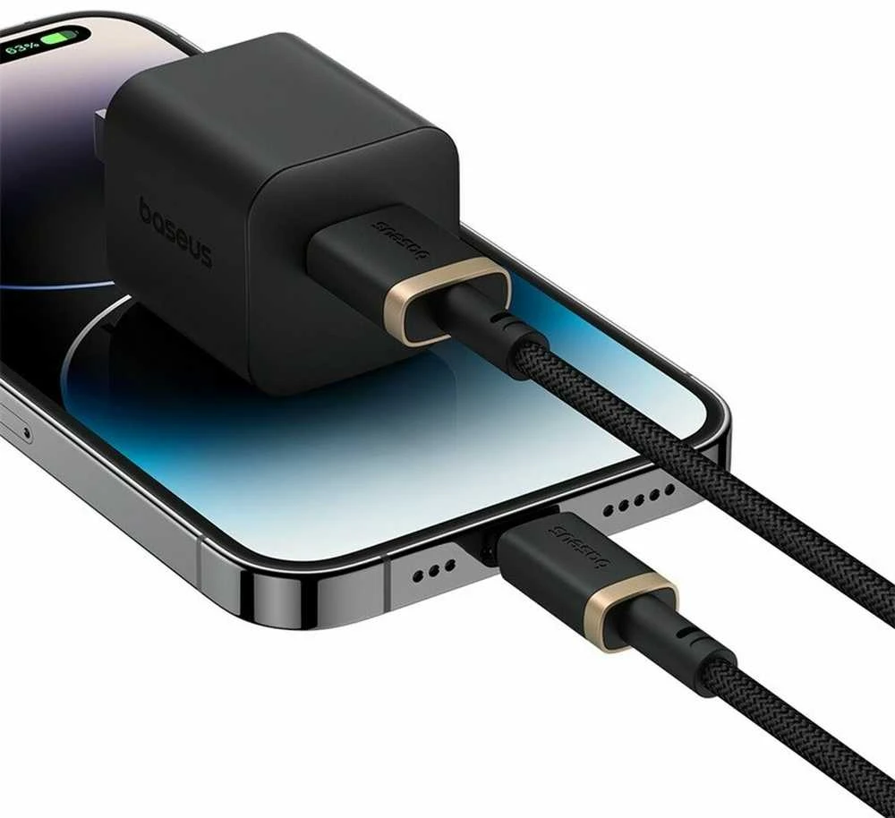 Baseus Dura Type A iki IP 2.4A greito įkrovimo laidas Juodas, Gold