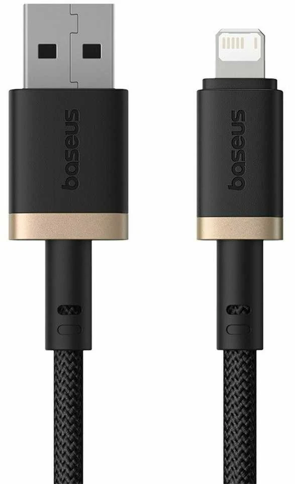 Baseus Dura Type A iki IP 2.4A greito įkrovimo laidas Juodas, Gold