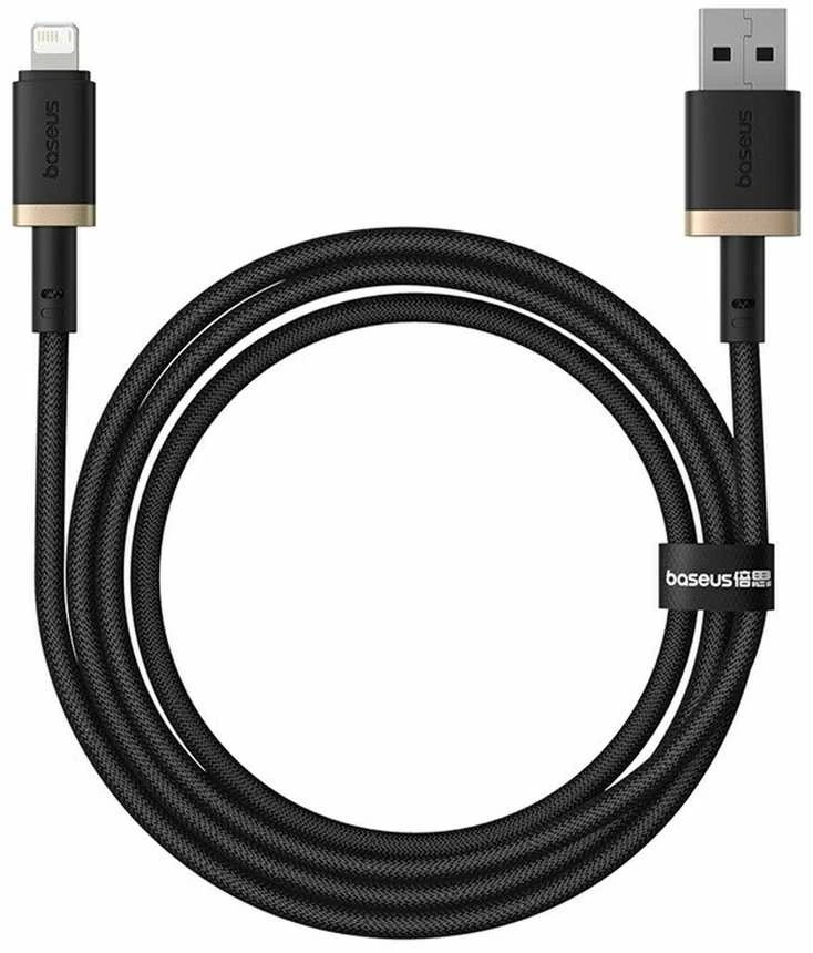 Baseus Dura Type A iki IP 2.4A greito įkrovimo laidas Juodas, Gold
