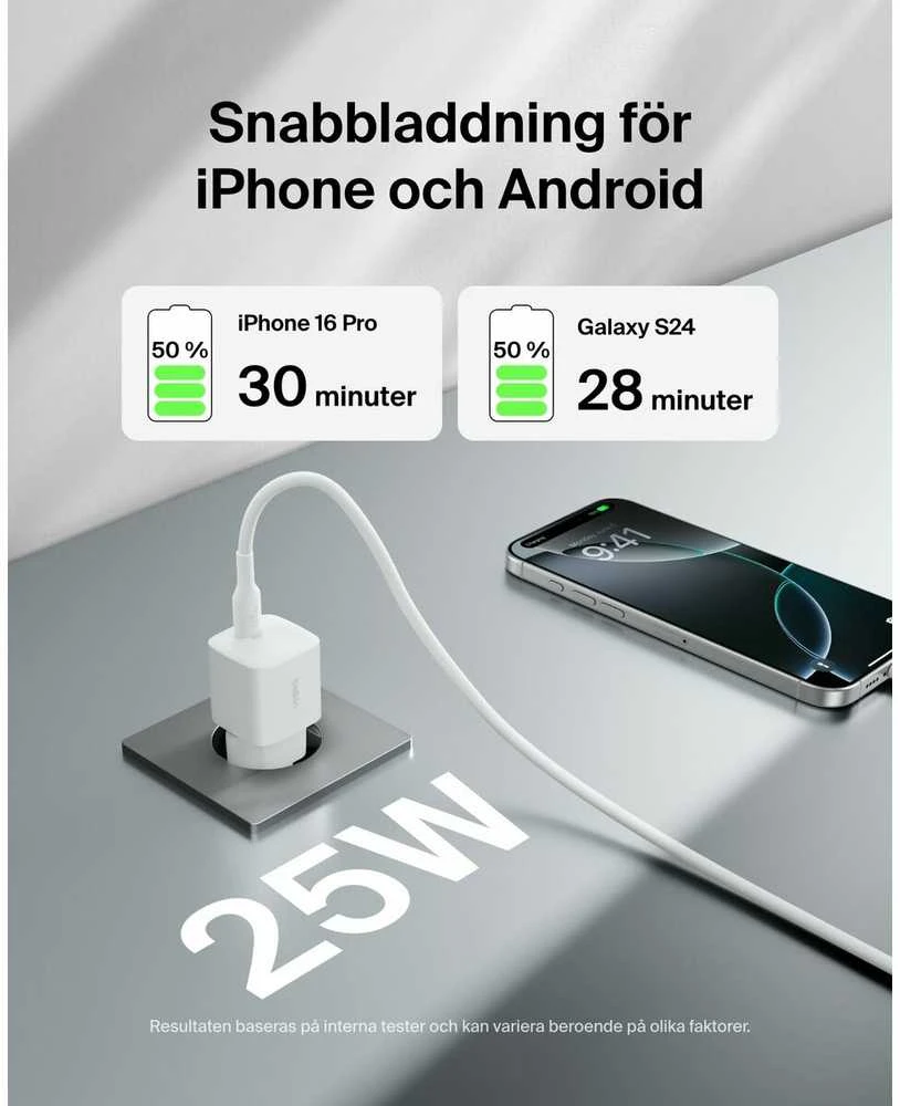 Įkroviklis Belkin BOOSTCHARGE USB-C PD 25W Baltas (WCA012KQWH)