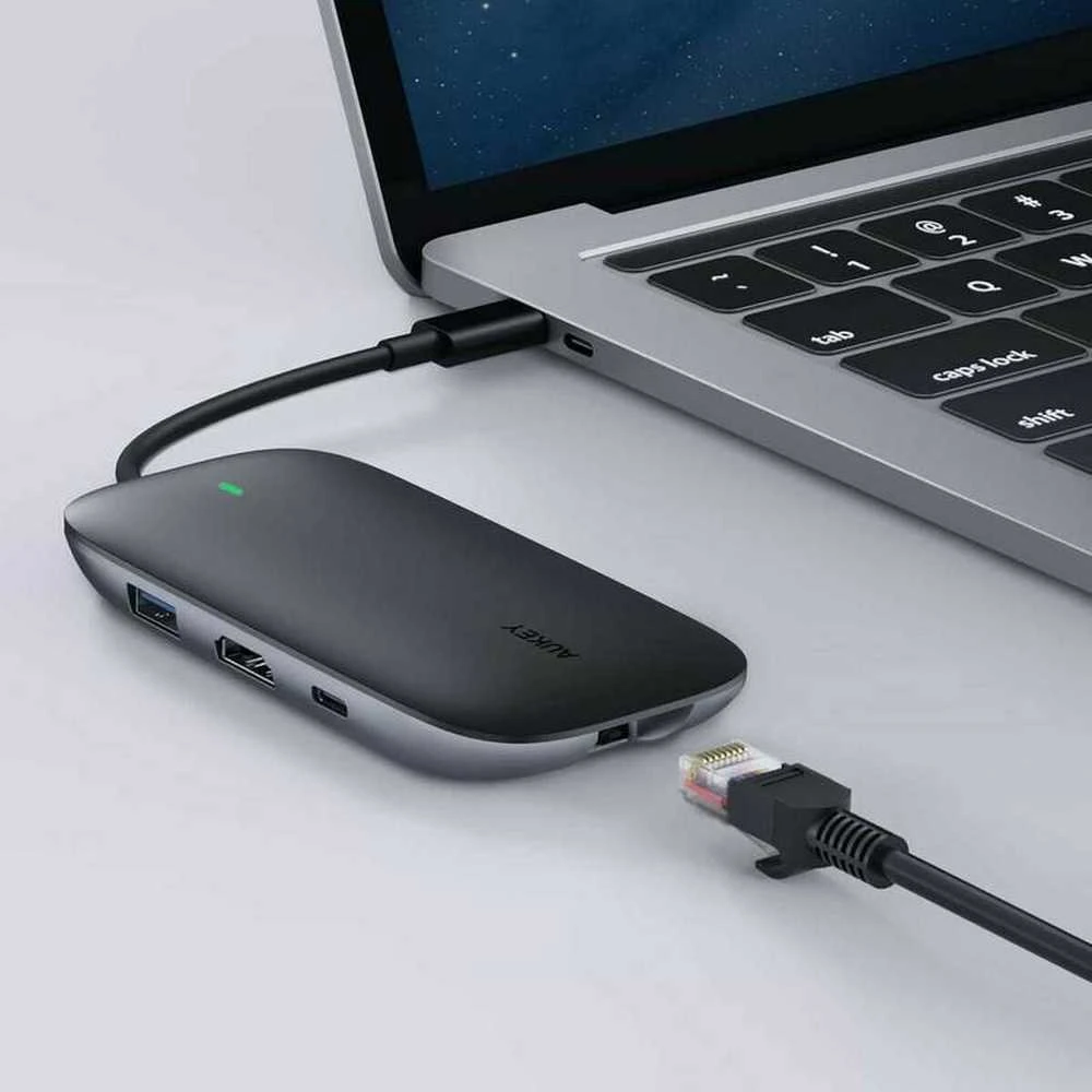 Aukey 8 Port USB 3.0 Type-C Hub CB-C71 Juodas