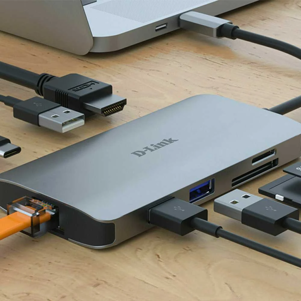 D-Link DUB-M810 knyginių kompiuterių dokas / jungčių replikatorius Vielinis Thunderbolt 3 Sidabras