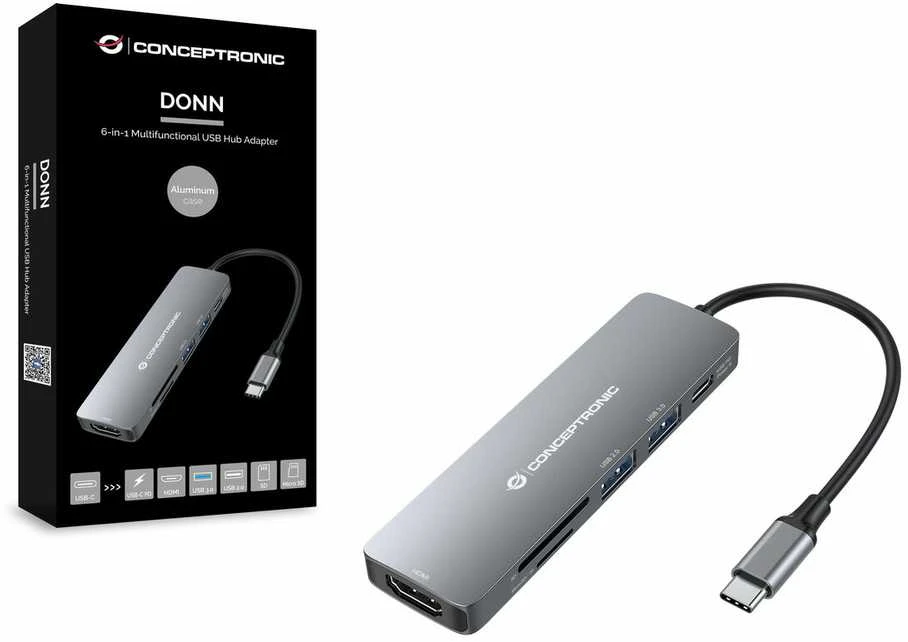 „Conceptronic DONN11G 6-in-1“ USB-C adapteris
