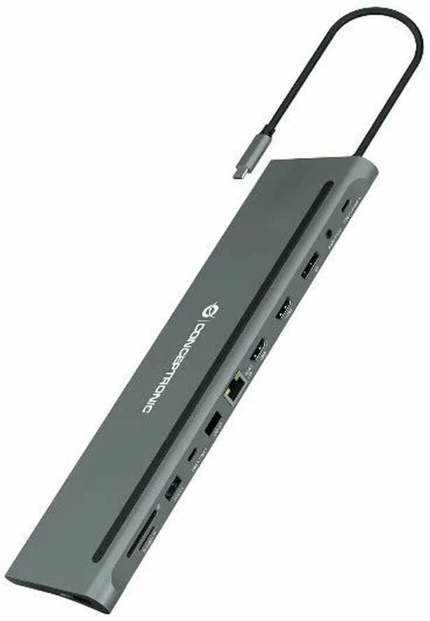 Carruzzo Conceptronic DONN17G knyginių kompiuterių dokas / jungčių replikatorius Vielinis USB 3.2 Gen 1 (3.1 Gen 1) Type-C Pilka