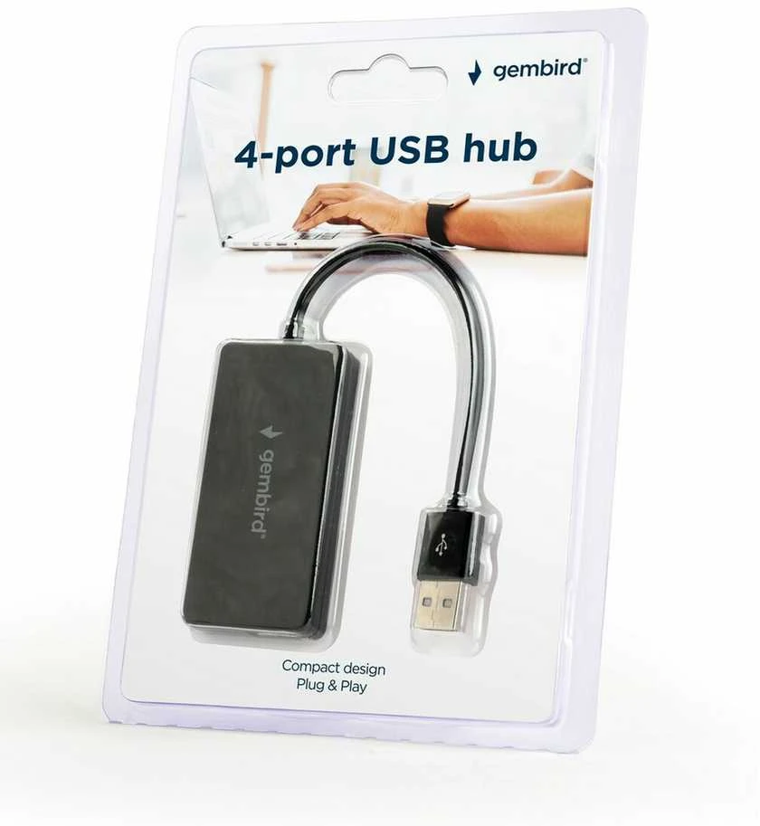 GEMBIRD USB 2.0 4 prievadų šakotuvas juodas