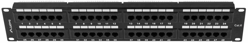 Lanberg Patch Panel 48 port 2U 19" kat.6 UTP juoda