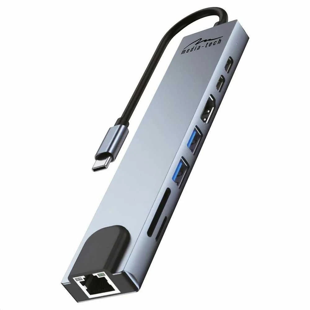 USB adapteriai – MEDIA-TECH 8-in-1 Giga LAN MT5046