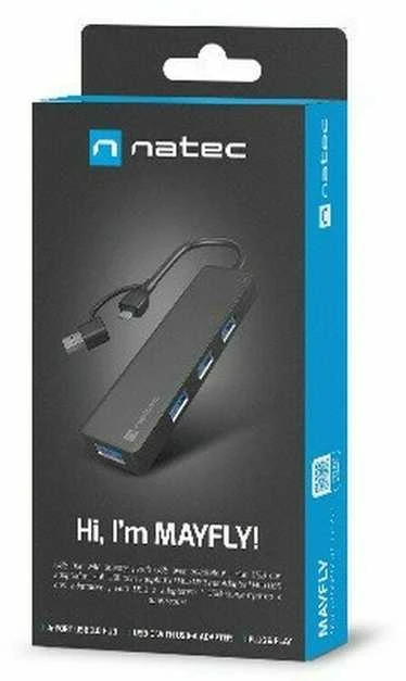 Natec USB 3.0 HUB, Mayfly, 4-Port, Juodas | Natec | USB 3.0 HUB, Mayfly, 4-Port | Moth NHU-1342 | Juodas | 0.15 m