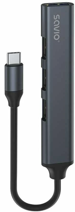 USB adapteriai – Savio AK-70 3 × USB-A 2.0, 1 × USB-A 3.1 Gen 1, 4 viename, 5 Gbps