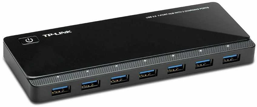 TP-LINK 7 jungtys USB 3.0 Hub su 2 maitinimo įkrovikliais jungtys 2.4A Max Desktop ir 12V/4A maitinimo adapteris