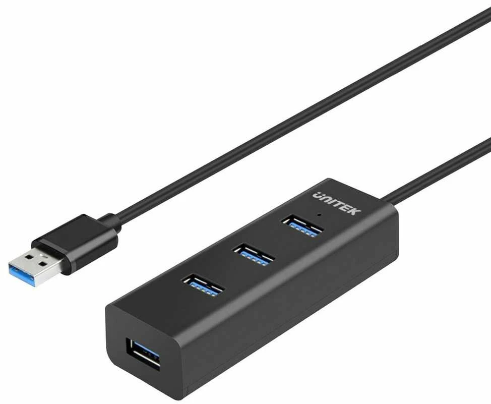 USB Adapteris - UNITEK Y-3089V01 4-Port USB 3.2 Gen 1 Juodas