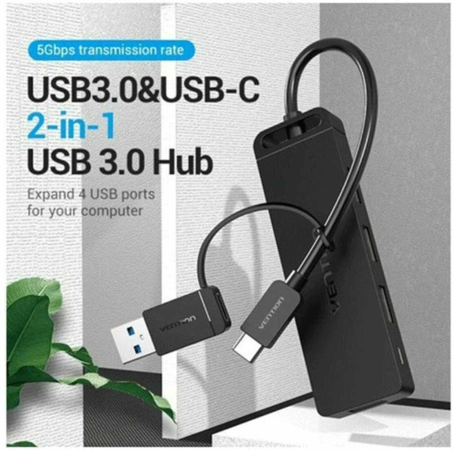 Vention USB šakotuvas su 2-in-1 jungtimis