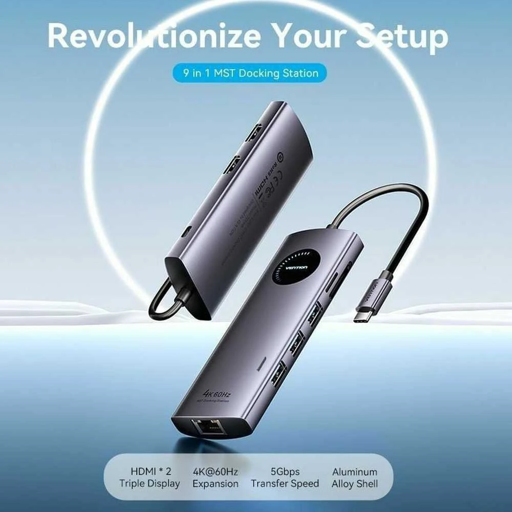 Vention 9-in-1 USB-C adapteris su HDMI ir RJ45 jungtimis