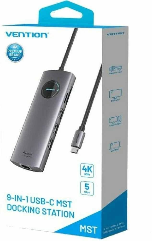 „Vention“ 9 viename MST USB-C 4K 100 W 5 Gbps prijungimo stotelė