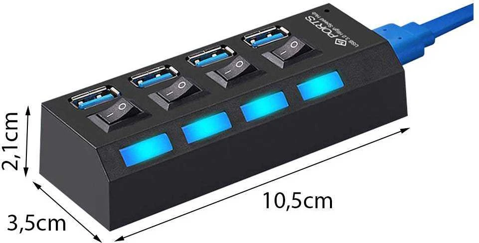 Fusion USB šakotuvas 4x USB 3.0 juodas