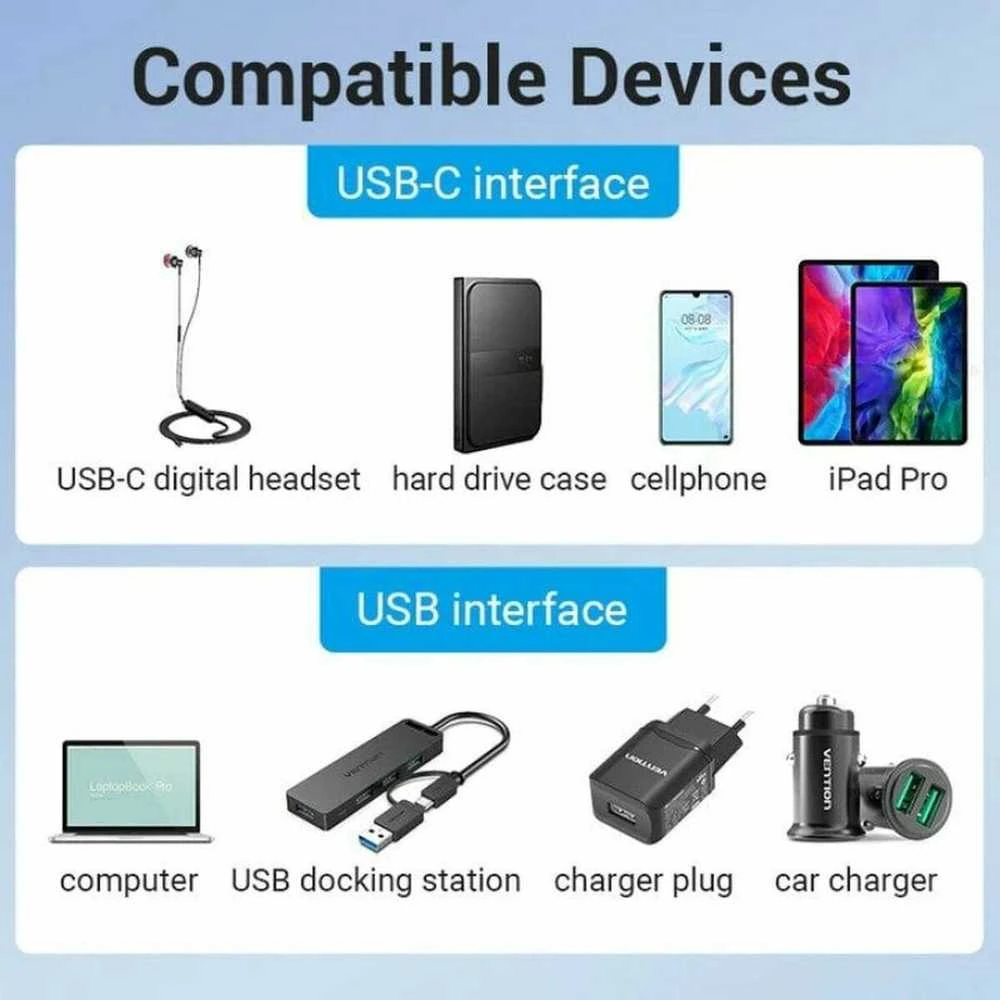 „Vention“ USB 3.0 kišeninis į USB-C kišeninį adapteris, pilko aliuminio lydinio tipo