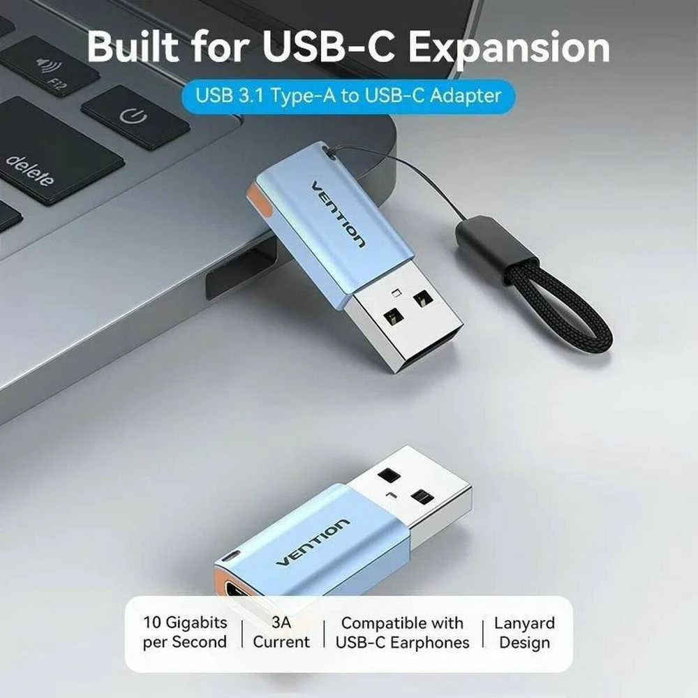 Vention USB adapteris CUAH0, USB-A 3.1 kištukinis USB-C lizdas (pilkas)