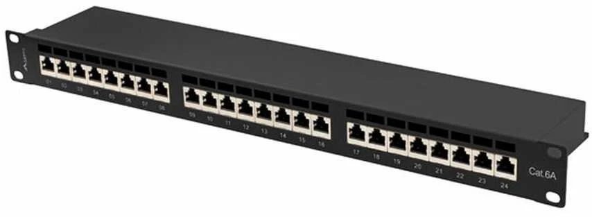 LANBERG patch panel 24 port 1U cat.6A FTP juodas