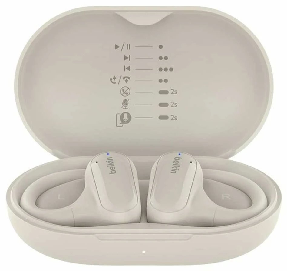 Belkin SoundForm ClearFit Ausinės True Belaidės Stereo (TWS) Ear-hook Calls/Music/Sport/Everyday Bluetooth Sand
