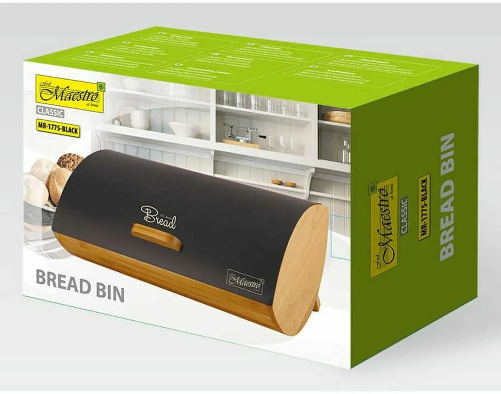 Maestro MR-1775-Juodas bread box Other Juodas, Wood Bamboo, Metal