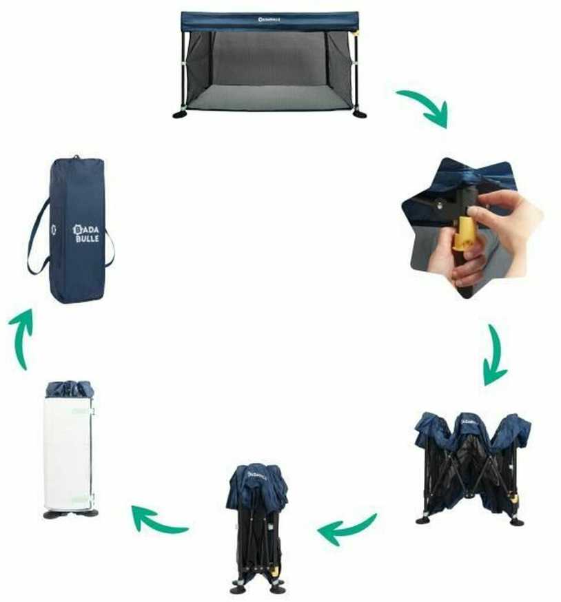 Babymoov Badabulle Lit Parapluie Easy Clip - Lengvai sulankstomas ir išskleidžiamas - Lengvas ir kompaktiškas lova su nešiojamu krepšiu - Čiužinys įtrauktas