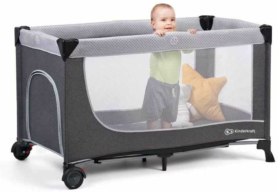 KINDERKRAFT kelioninė lovelė LEODY, pilka, KCLEOD00GRY0000